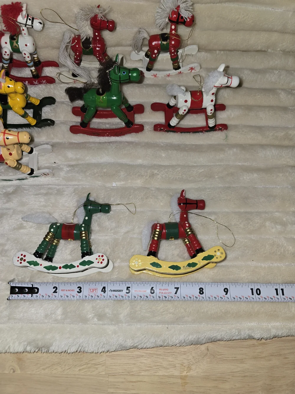 12 Vintage wooden Rocking Horse Christmas Ornaments